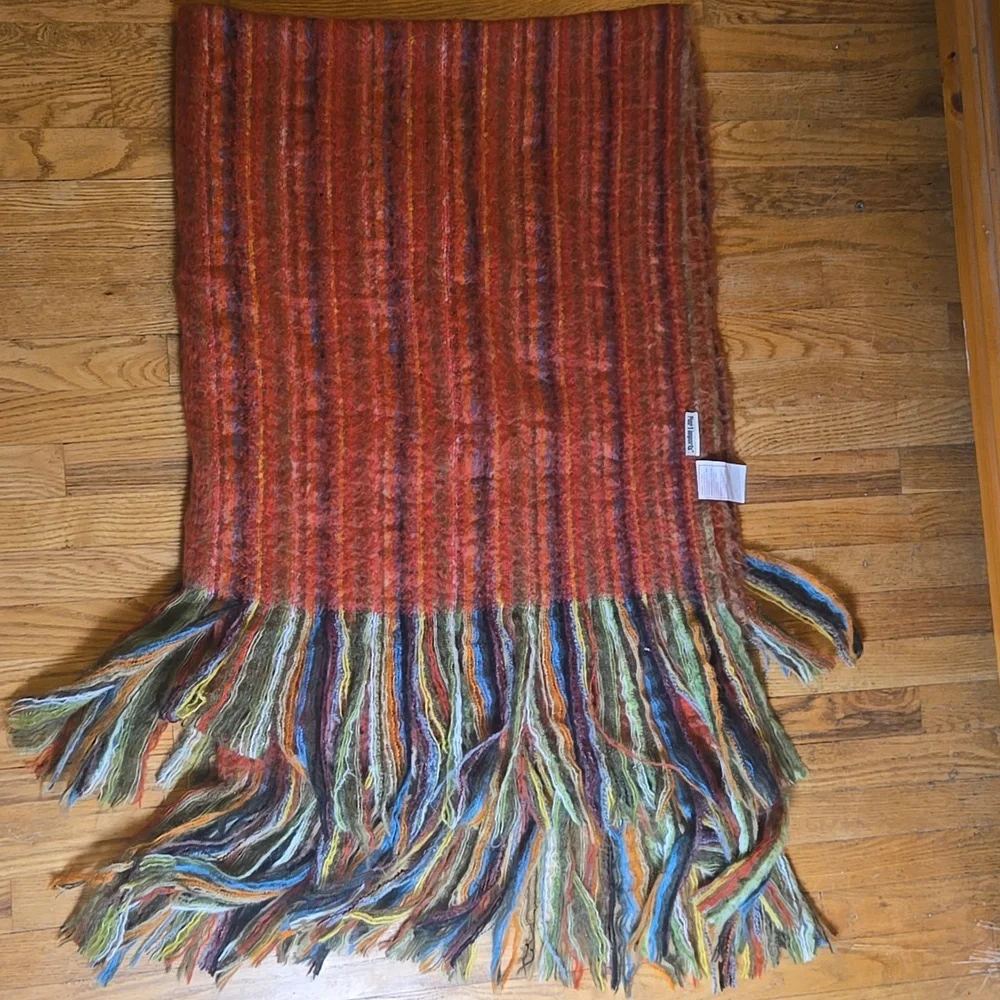 Pier 1 Imports super fuzzy wool blend rainbow] long fringe 50